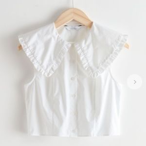 Paris Atelier & Other Stories White Ruffle Collar Button Up Top Size 10